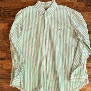 Polo Ralph Lauren Green and White Striped Shirt